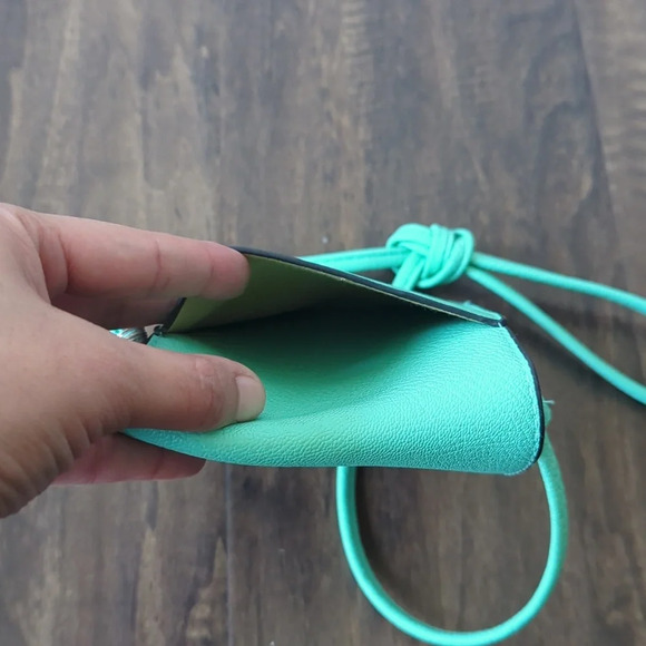 Leather Like Crossbody Handbag Snap Closure Silver Hardware - Picture 3 of 4